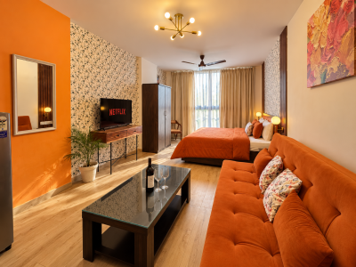 Cosy Orange Floral Studio Retreat